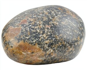 Sleek Rock: A Smooth Pebble Isolated on a Bright White Canvas, Revealing Nature's Textures and Shapes