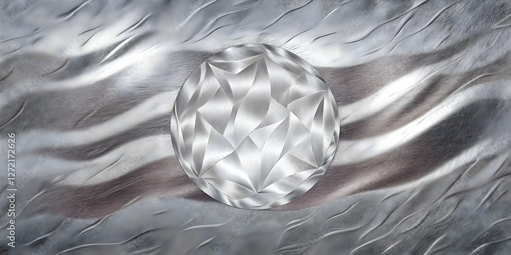 Poster elegant shimmering silver abstract design with textured waves and central feature