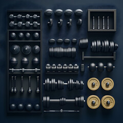 Black Fitness Equipment Set
