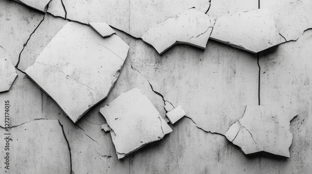 Poster rough concrete slab backdrop with broken edges for 3d display and grunge design