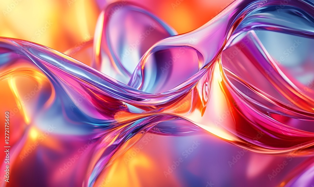 Poster abstract fluid wave of vibrant colors with dynamic swirls and smooth reflections