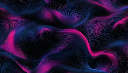 Obraz premium Abstract fluid waves in black and neon pink with a smooth, futuristic 3D effect
