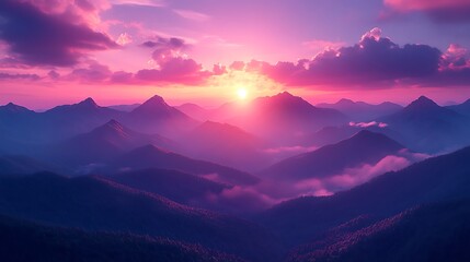 Fototapeta premium Calming mountain landscape purple hues high resolution hd wallpaper