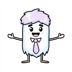 Obraz premium Cute Cartoon Yeti Character with Tie in Friendly Pose on White Background