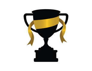 black trophy icon with gold ribbon, symbolizing achievement and success, perfect for award-related designs and celebratory themes