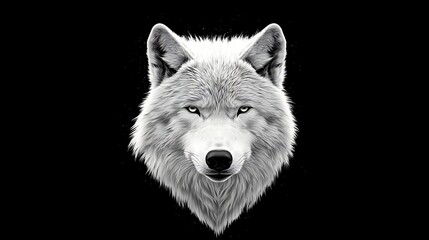 Obraz premium White Wolf on Black Background, Abstract Image, Texture, Pattern Background, Wallpaper, Cover and Screen for Smartphone, PC, Laptop, 9:16 and 16:9 Format