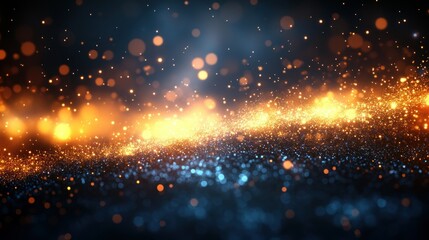 Obraz premium Glittering cosmic dust trail, dark background, bokeh, design
