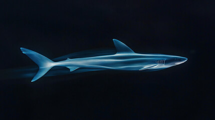 Fototapeta premium A shark floating in water with smoke rising from its tail