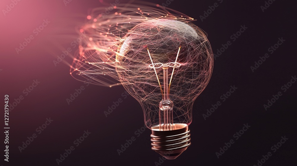 Poster the concept of a polygon is illustrated by a light bulb on a multicolored, blurred gradient backgrou