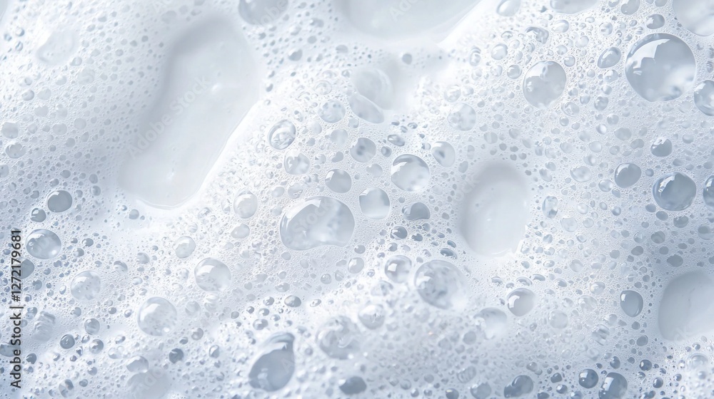 Aufkleber Smooth waves of creamy soap foam swirl together, creating an artistic display of bubbles and textures, evoking a sense of tranquility and freshness