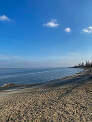 beach and blue sky and lake