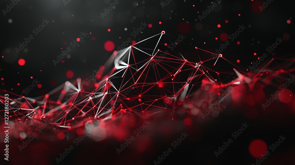Poster the image depicts a bold red abstract digital background, showcasing a sophisticated big data visual