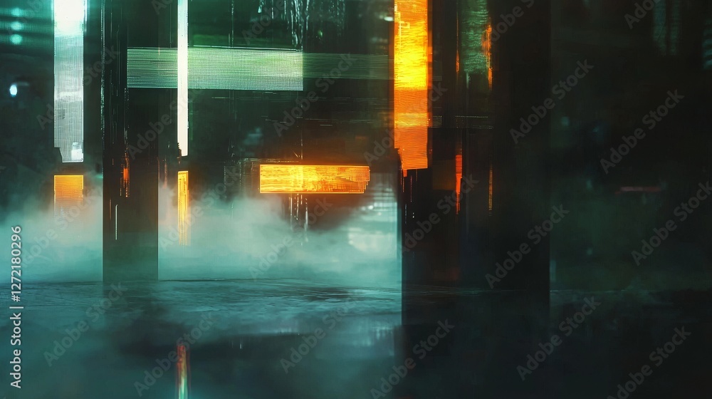 Poster the concept of abstract technology ui encompasses a futuristic hud interface, hologram elements, and
