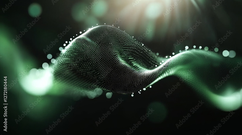 Poster a dark background serves as the setting for an illustration of data technology, which includes a wav