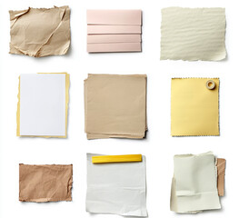  set of various blank paper notes 