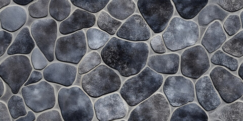 background of gray laid out cobblestones and stones. natural stone and stone path. stone texture. stone path or wall. architecture and design