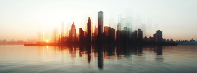 Naklejka premium The idea of a smart city, fueled by the Internet of Things, digital transformation, and modern communication networks, perfect for a wide banner ad