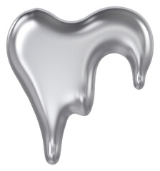Fototapeta premium PNG Heart melting dripping silver metal
