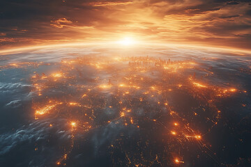 Obraz premium A futuristic digital globe with glowing network connections linking different parts of the world.