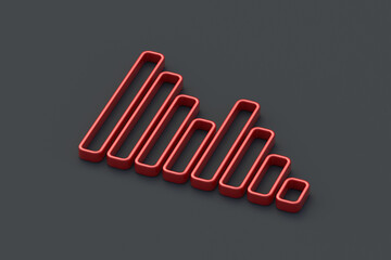 Decreasing bar graph on black background. Investment statistics. Economic data. Financial report. Interest rate. Business concept. 3d render