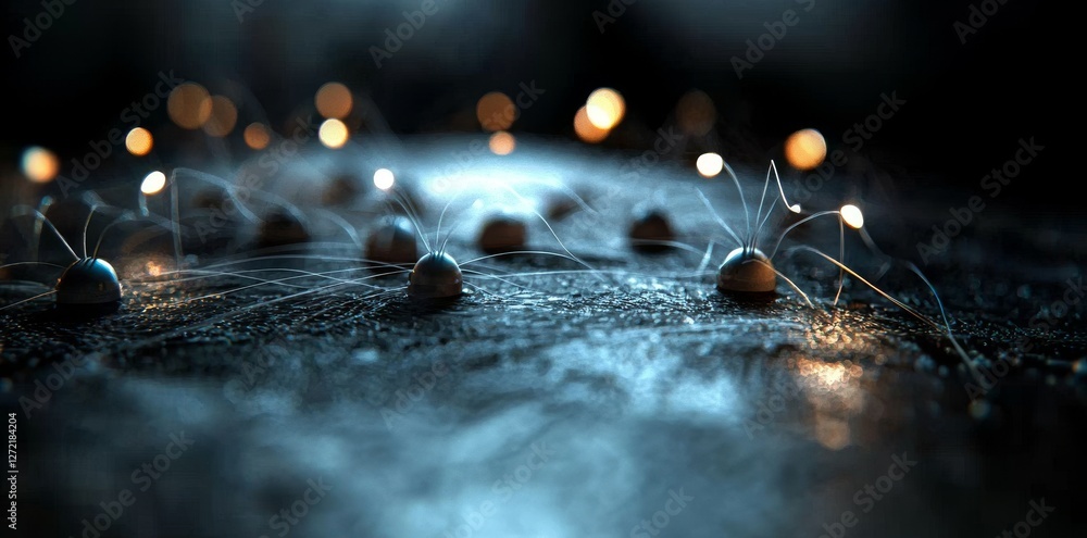 Poster a 3d rendering of a creative digital interface for business, featuring multiple icons and binary cod