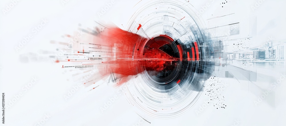 Poster a white background showcases an abstract collection of 3 innovative hud ui icon concept elements in 