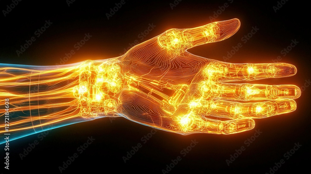 Fototapete a high-resolution image of a hand with a glowing object in the center of it is shown at a close rang
