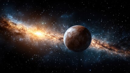 Obraz premium Planet with starry background and bright galaxy streak