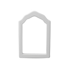 Vector 3d illustration of white arched oriental frame on isolated background.