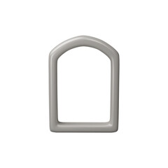 3D arch frame vector illustration, grey glossy window or door, vintage border design, realistic oriental architecture