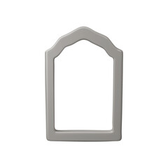 3D design of arched frame, grey color for Ramadan celebration.