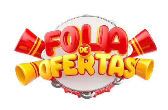 Folia De Ofertas Label In Brazilian Portuguese In 3d render with transparent background 