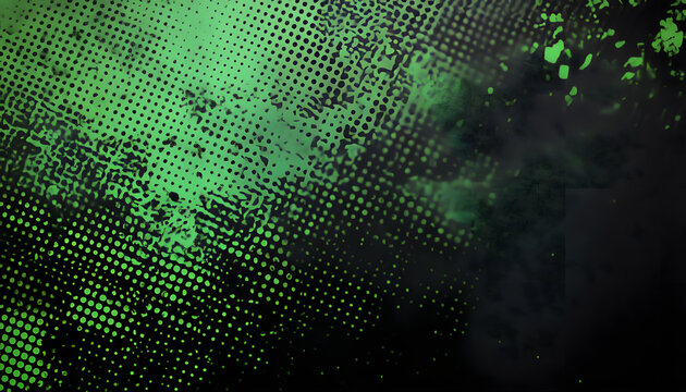 Black and green halftone background with grungy dots