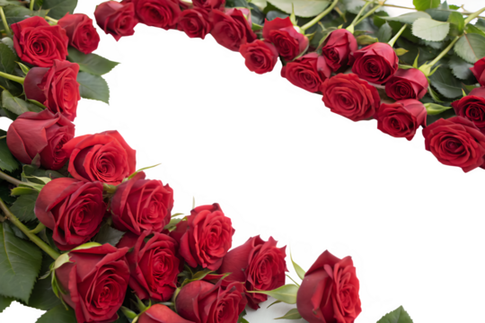 Red Roses Frame Border with Copy Space, PNG Transparent Background: Perfect for Floral Design, Romantic Themes, Invitations, Weddings, Valentine’s Day, and Decorative Concepts.