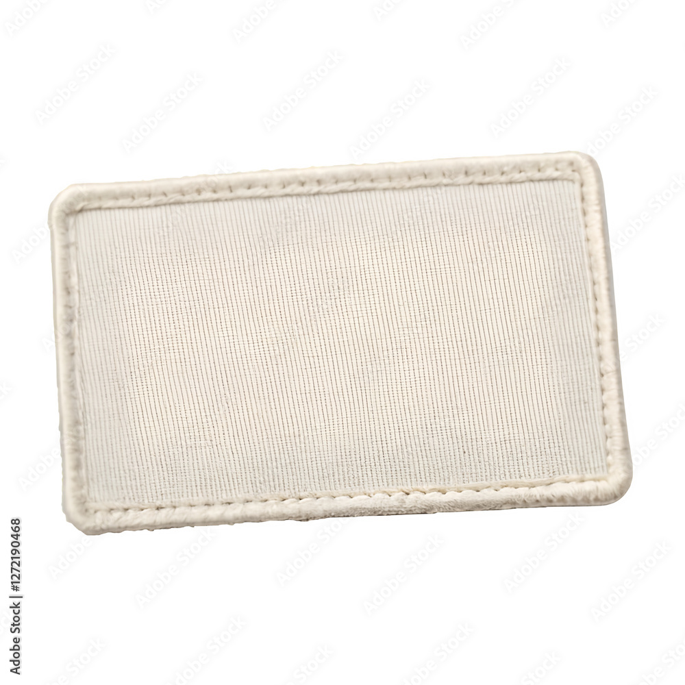 Aufkleber blank rectangular fabric patch mockup with stitched border on white background, perfect for branding