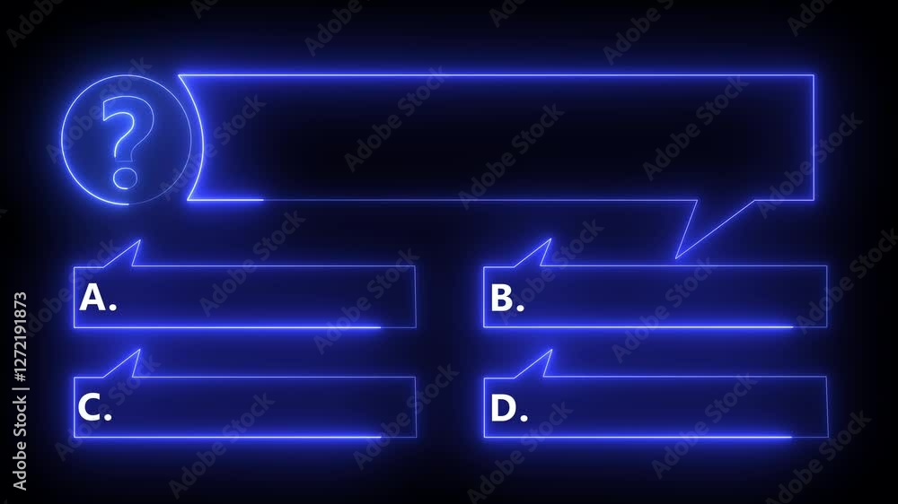 Aufkleber question and test menu choice quiz show question and answers with option. quiz neon line animation w