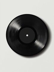 Obraz premium Classic Black Vinyl Record on Minimalist White Background for Retro Music Lovers