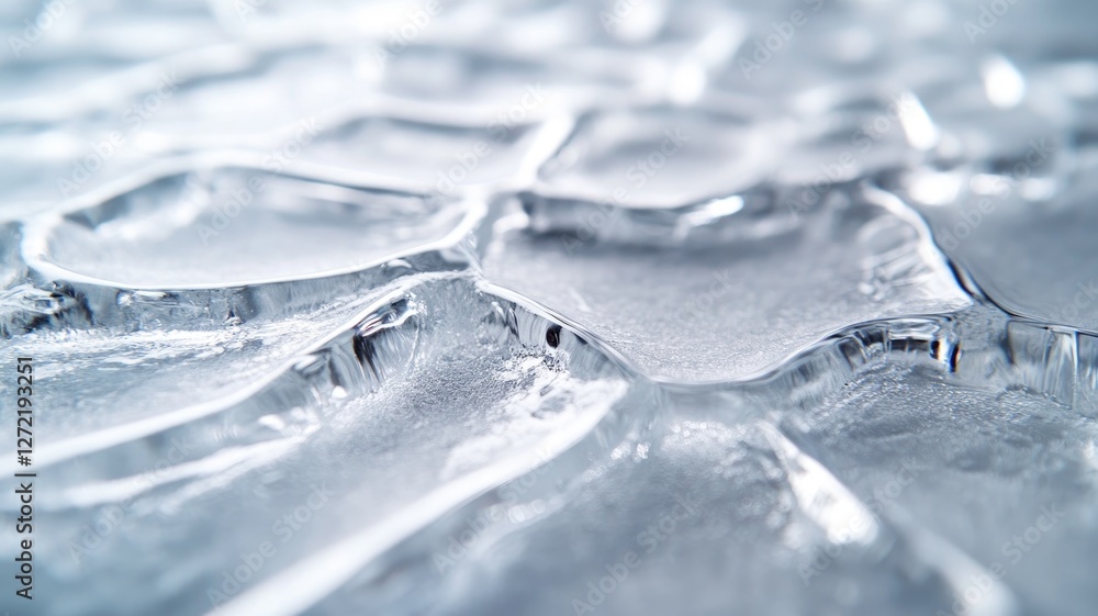 Aufkleber close-up of ice textures with intricate patterns and reflections