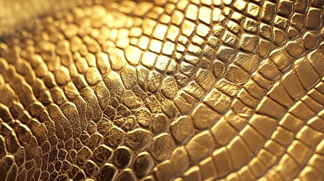Gold python skin showcasing intricate leather texture.
