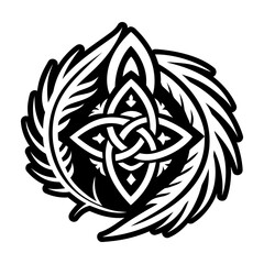 Celtic feather icon in glyph style