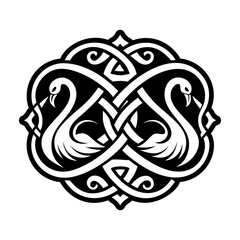 A solid style icon of celtic swan symbol © creativestall