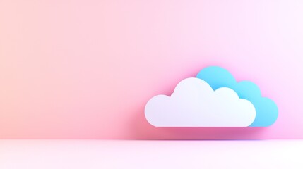 Minimalistic 3D Cloud Design on Soft Pink Background for Modern and Trendy Aesthetic