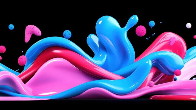 Neon Red & Aqua Abstract 90s Explosion bold red shards and glowing aqua waves with dotted retro overlays.