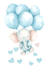 cute elephant for boys and girls on white