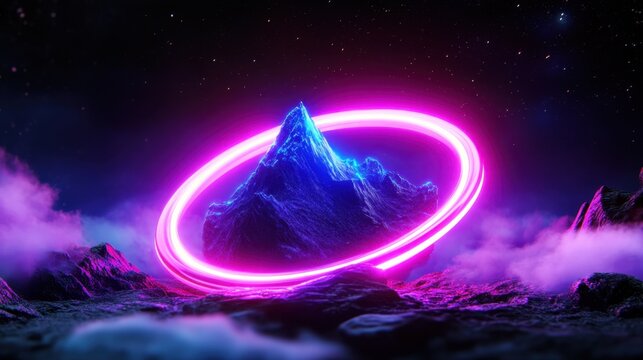 Retro-Futuristic Arcade Motion moving neon rings, pulsating dots, and high-energy sci-fi vaporwave swirls.