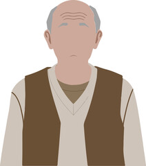 Flat Vector Illustration of an Elderly Gentleman