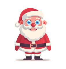 Cute cartoon Santa Claus illustration with a red suit, white beard, and big blue eyes. Festive and cheerful, perfect for Christmas, holiday decorations, greeting cards, and winter celebrations.

