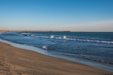 California Beach with Dock at Sunset