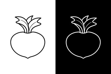 Stylish Kohlrabi Vector. Solid White on Black Design
