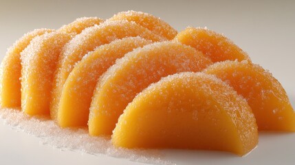 Sugared Peach Slices on Light Background